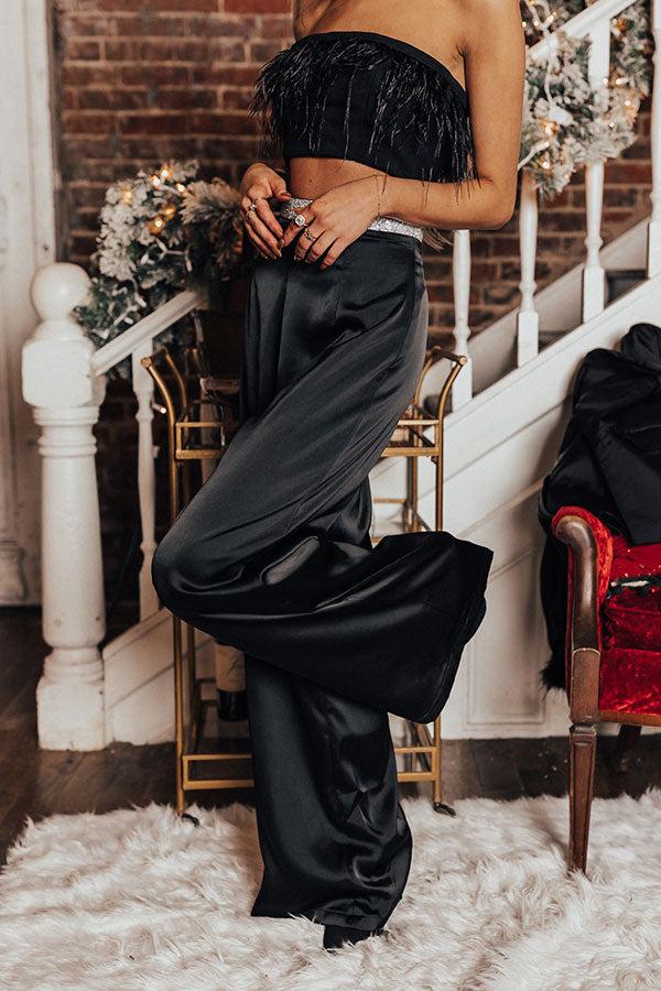 Impressions Right On Time High Waist Satin Pants