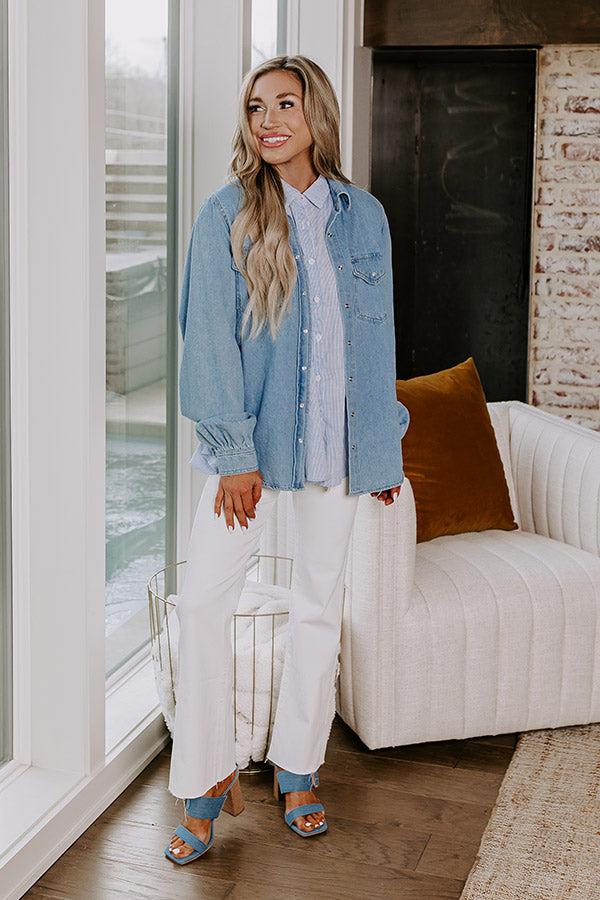 Impressions Risen Secret Message Denim Button Up