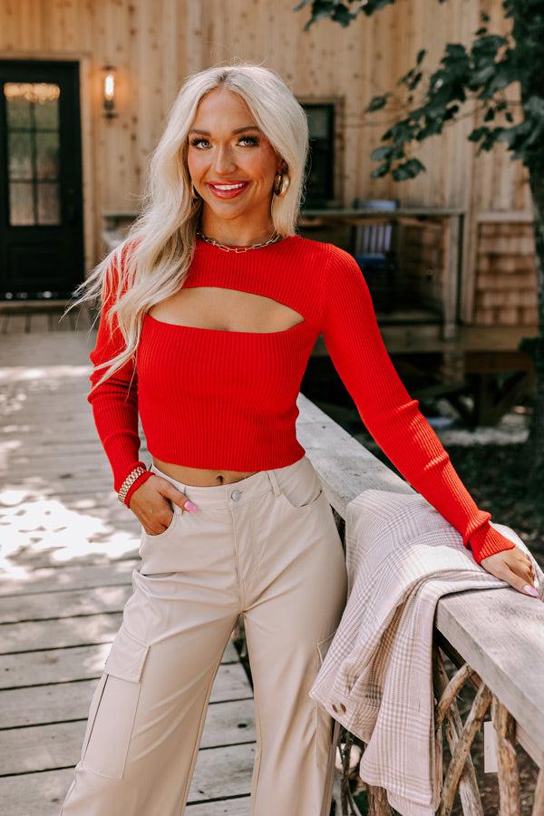 Impressions Rock Show Cut Out Top In Scarlet