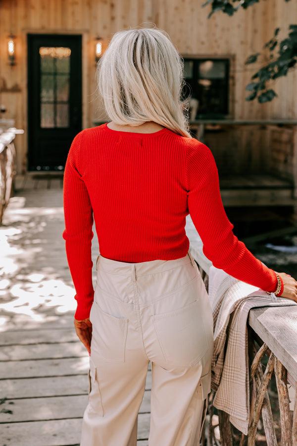 Impressions Rock Show Cut Out Top In Scarlet