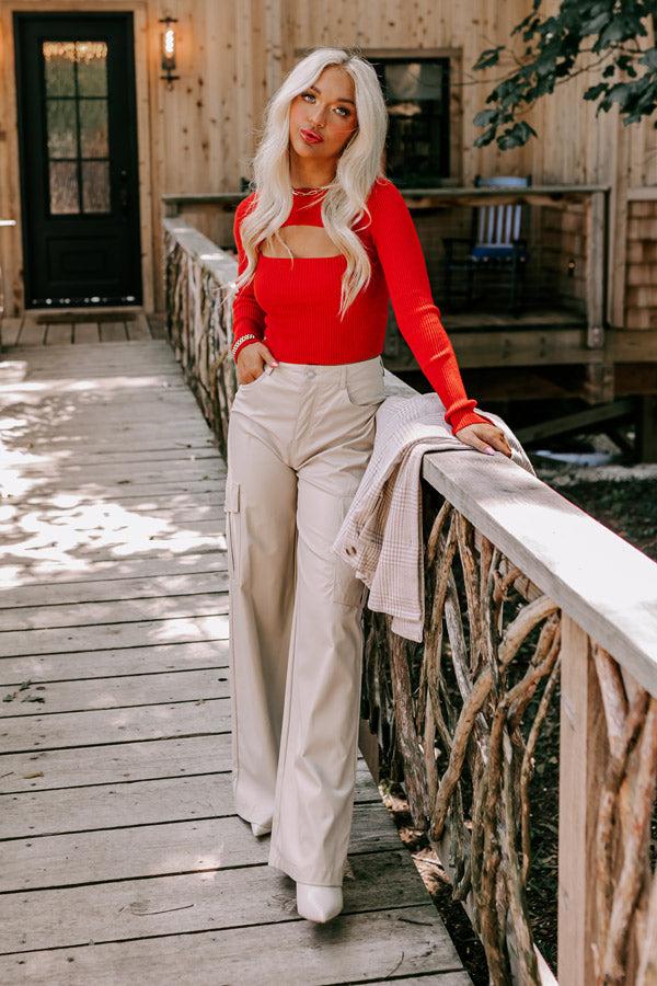 Impressions Rock Show Cut Out Top In Scarlet