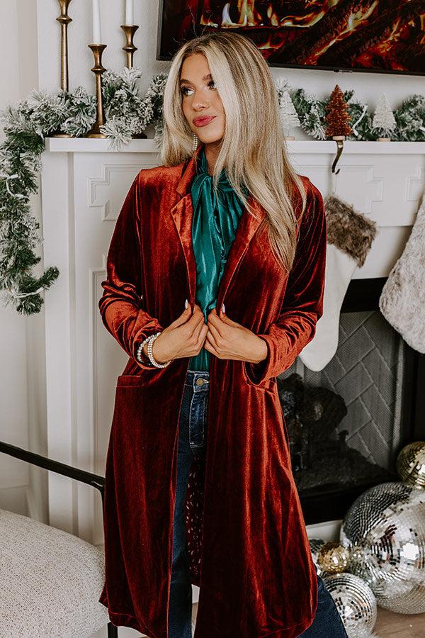 Impressions Romance Awaits Velvet Coat In Rust