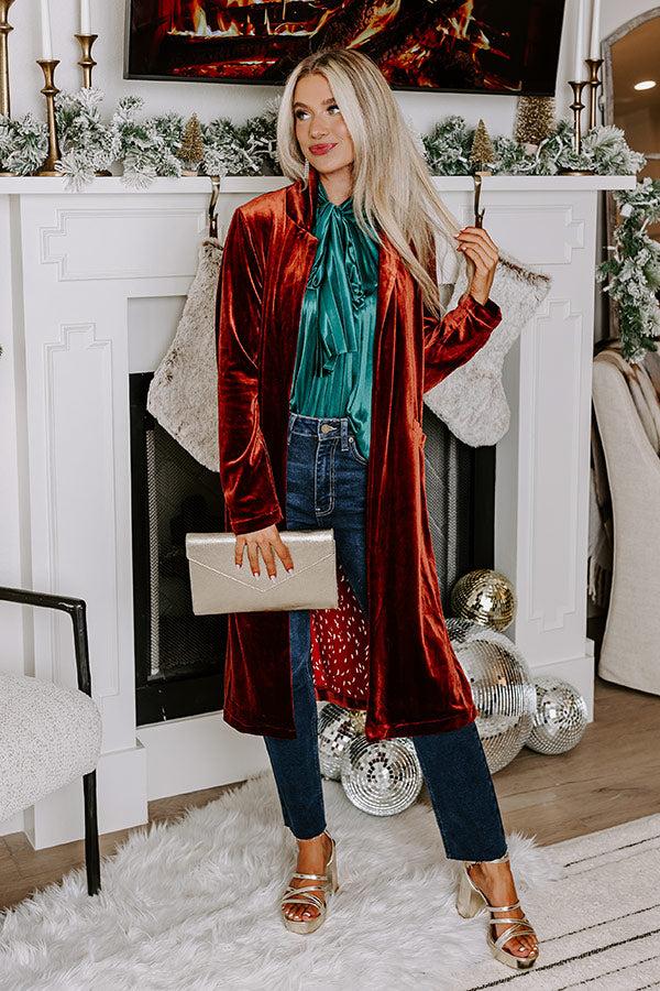 Impressions Romance Awaits Velvet Coat In Rust