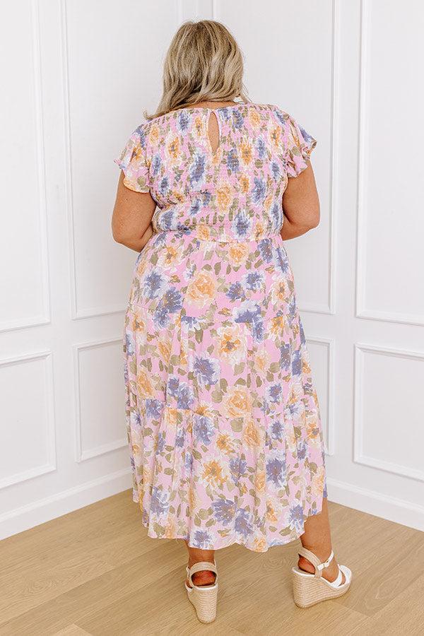 Impressions Rooftop Garden Smocked Midi Curves