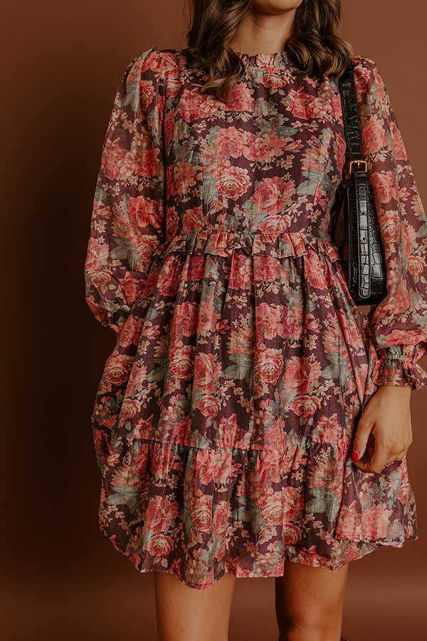 Impressions Rose Galore Floral Mini Dress