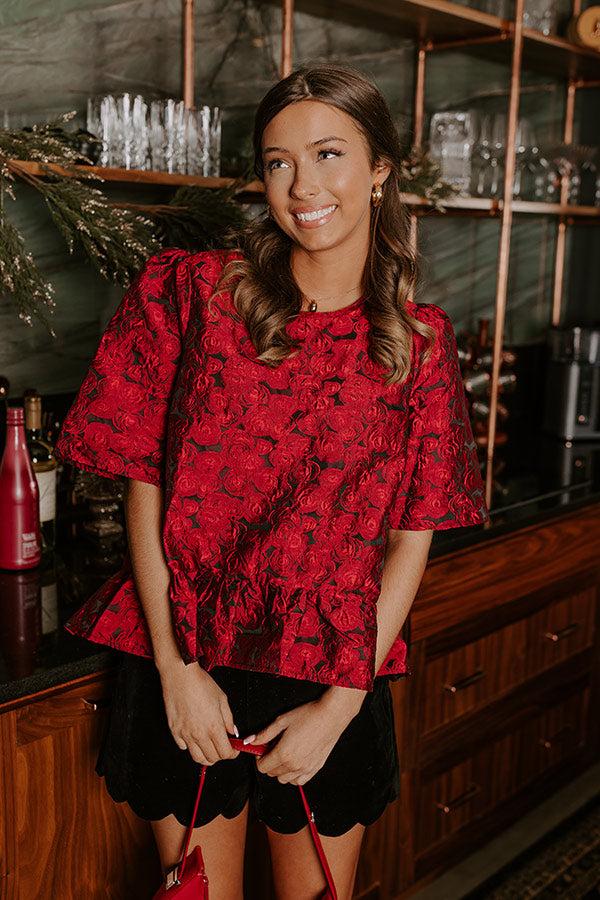 Impressions Rose Garden Romance Jacquard Top