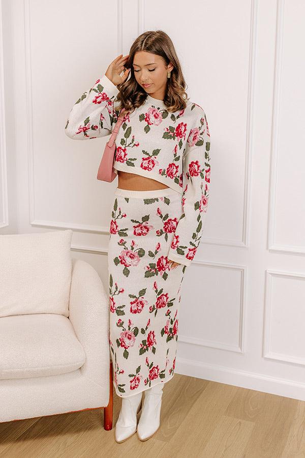 Impressions Rose Garden Stroll Knit Sweater Top