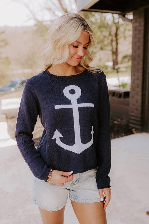 Impressions Sail Away Knit Sweater In Navy