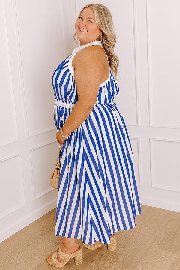 Impressions Sail Away Stripe Midi Dress Curves