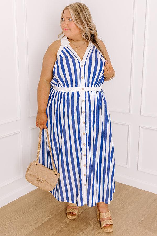 Impressions Sail Away Stripe Midi Dress Curves