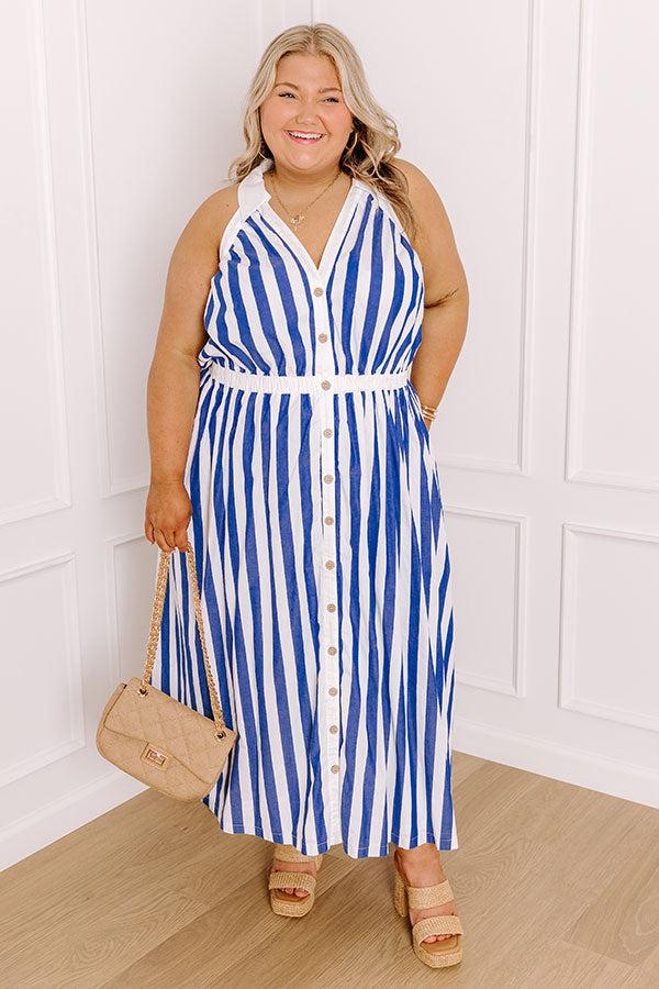 Impressions Sail Away Stripe Midi Dress Curves