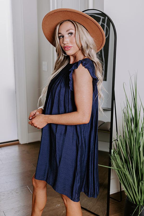 Impressions Saltwater Sunrise Shift Dress In Navy