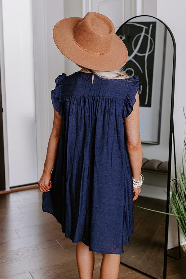 Impressions Saltwater Sunrise Shift Dress In Navy