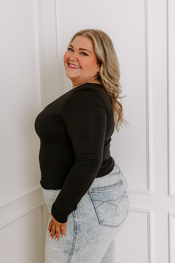 Impressions Sassy And Chic Top In Black Curves