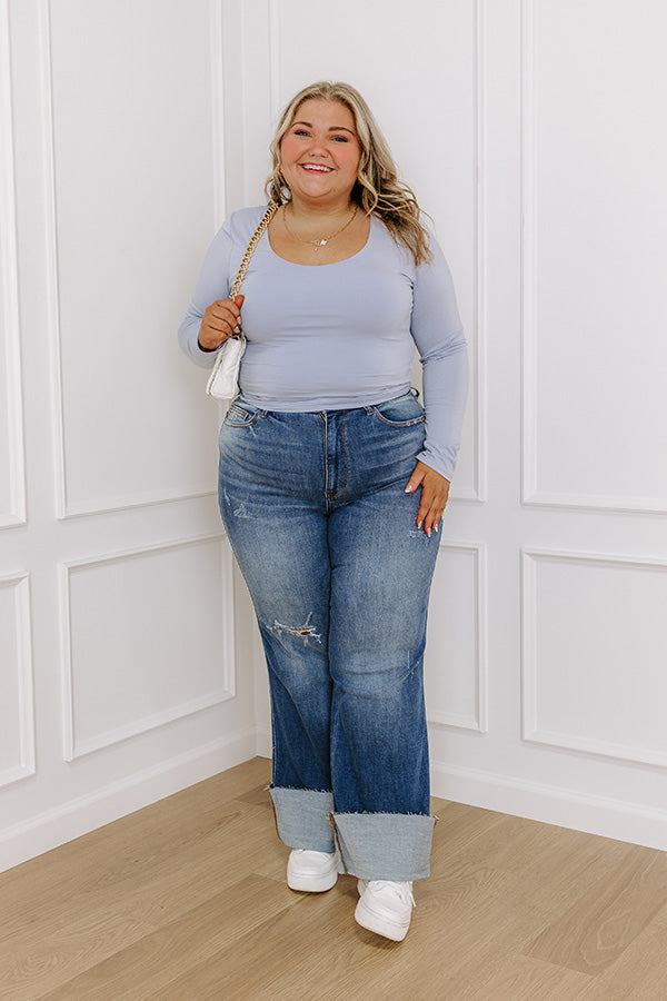 Impressions Sassy And Chic Top In Sky Blue Curves