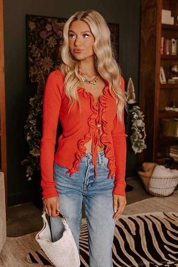 Impressions Sassy Statement Front Tie Sweater Top