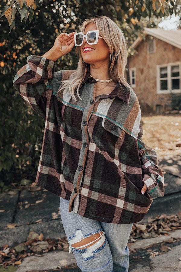 Impressions Scenic Hike Plaid Jacket Curves