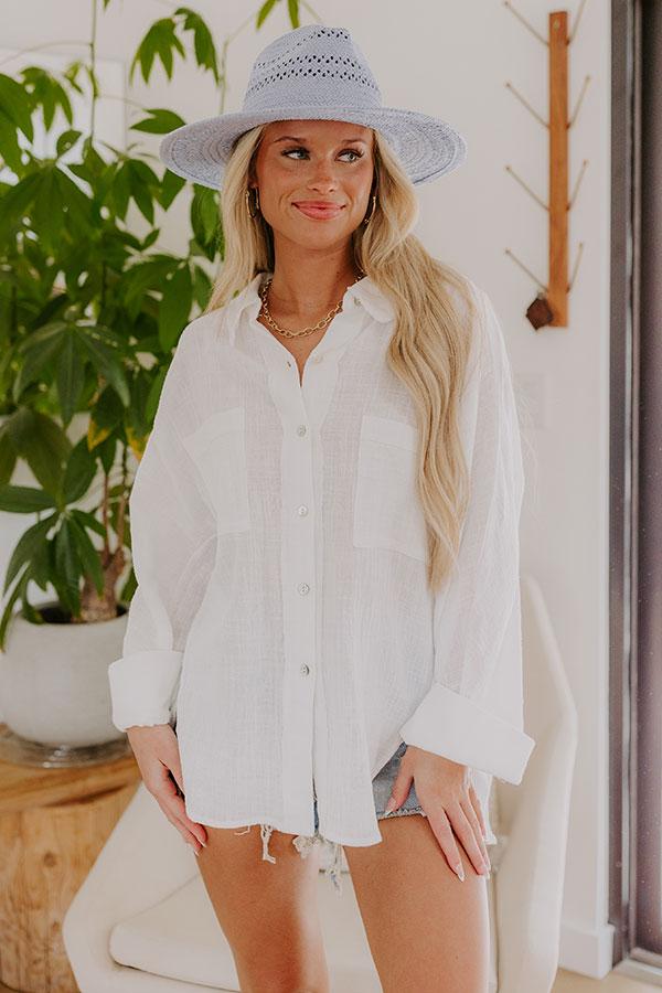 Impressions Seaside Breeze Linen-Blend Button Up