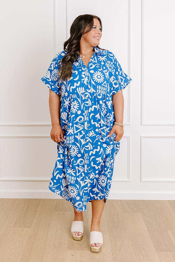 Impressions Seaside Chic Floral Midi Dress Curves