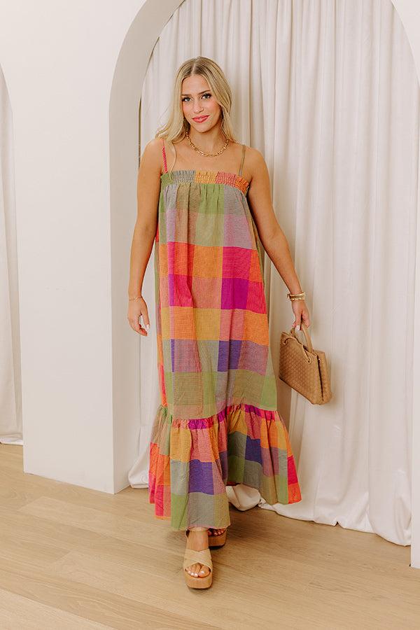 Impressions Sedona Sunsets Color Block Midi Dress