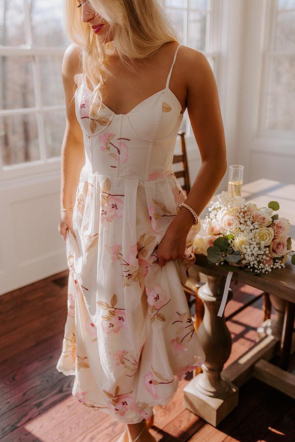 Impressions Serene Gardens Embroidered Midi Dress