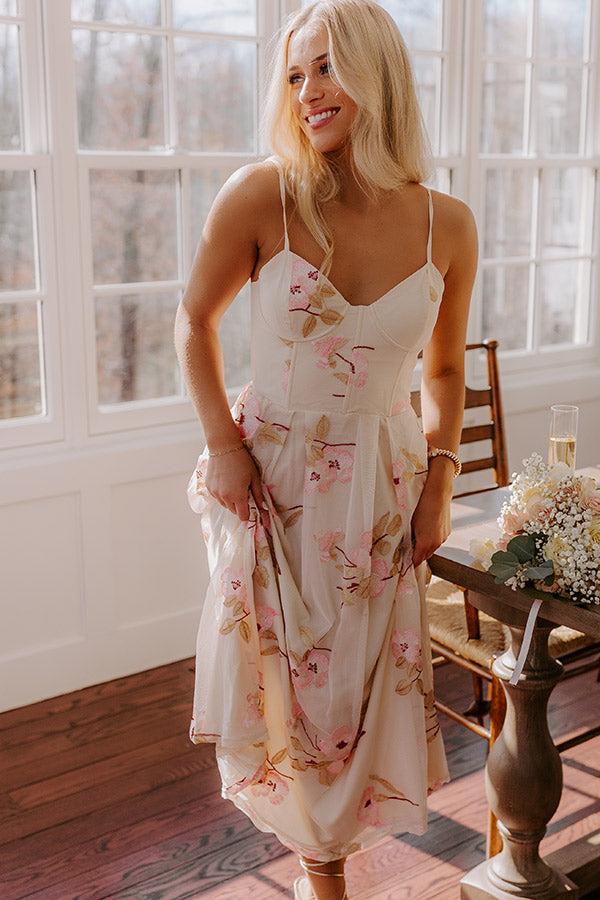 Impressions Serene Gardens Embroidered Midi Dress