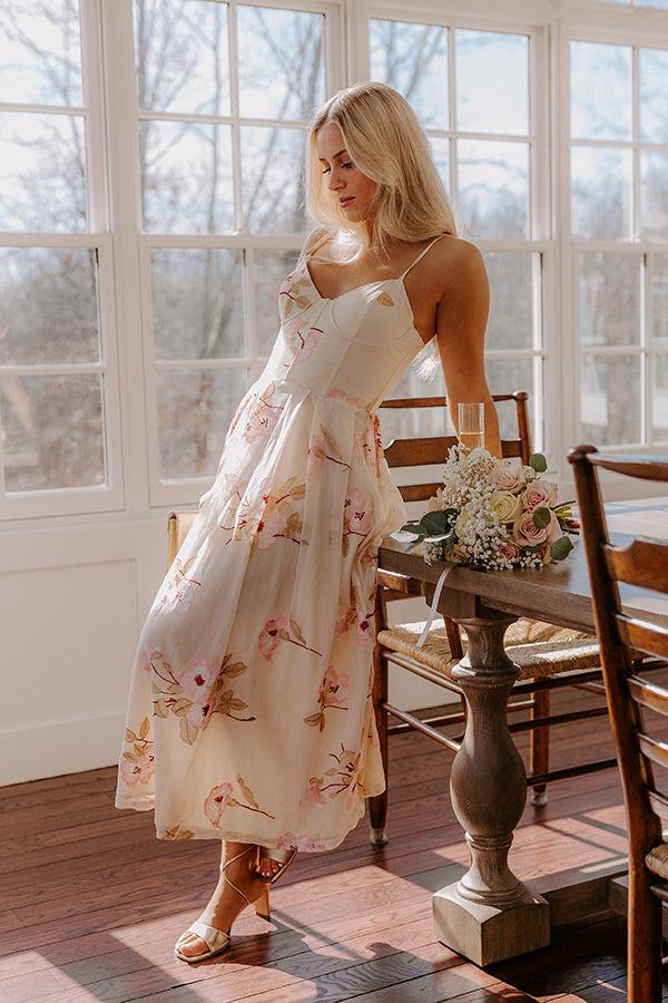 Impressions Serene Gardens Embroidered Midi Dress