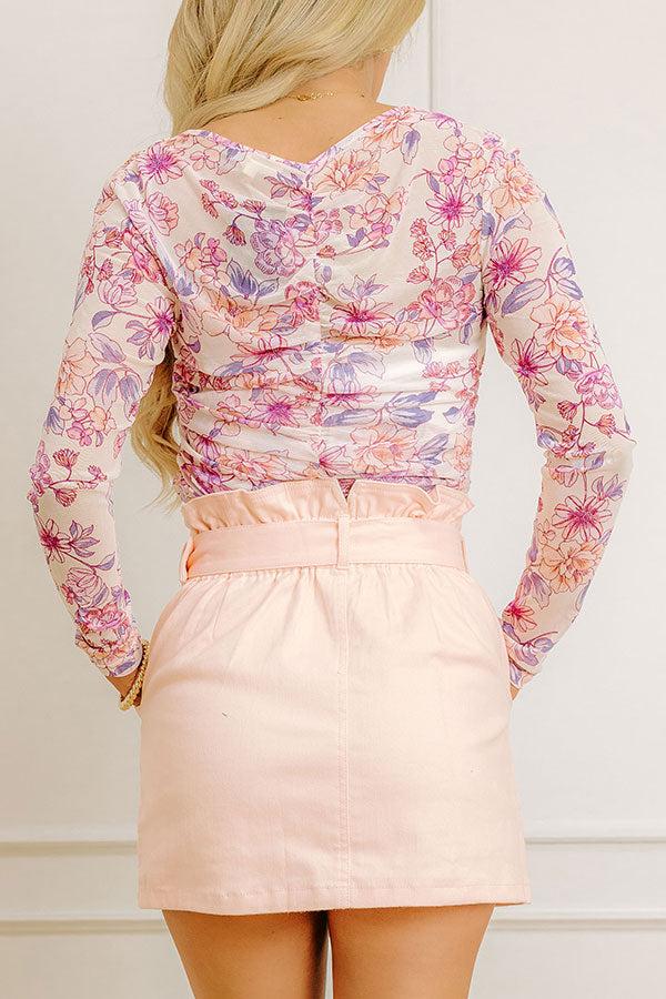 Impressions Serene Gardens Ruched Mesh Top