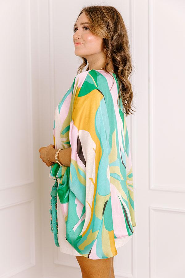 Impressions Shades Of Paradise Caftan Top In Green