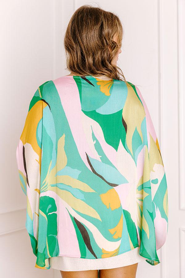 Impressions Shades Of Paradise Caftan Top In Green