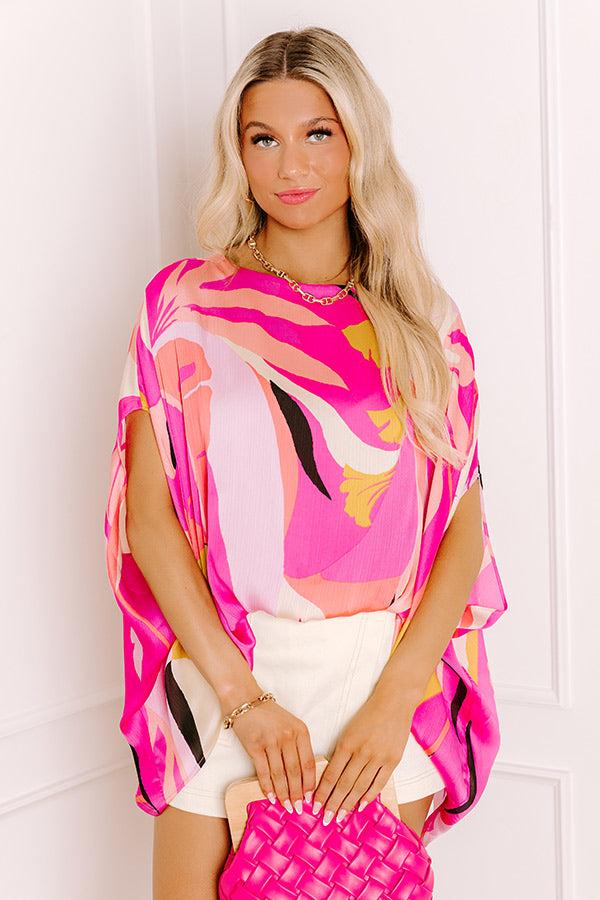 Impressions Shades Of Paradise Caftan Top In Pink