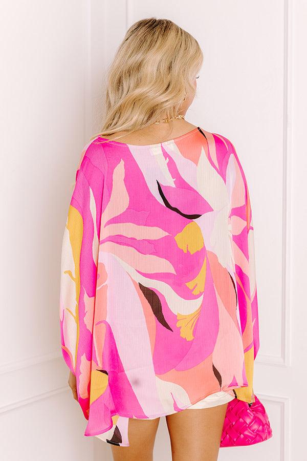 Impressions Shades Of Paradise Caftan Top In Pink
