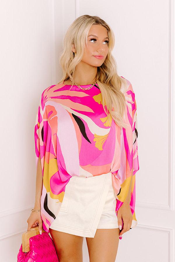 Impressions Shades Of Paradise Caftan Top in Pink