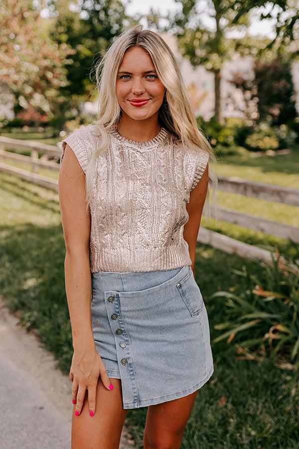 Impressions Shine Bright Cable Knit Metallic Top