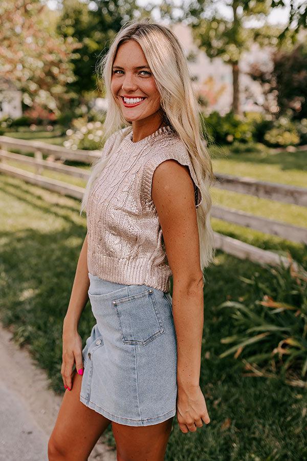 Impressions Shine Bright Cable Knit Metallic Top