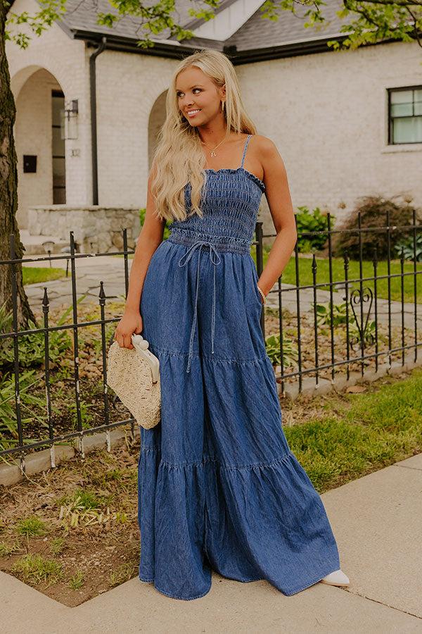 Impressions Show Stopper Wide Leg Denim Jumpsuit