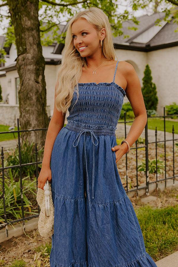 Impressions Show Stopper Wide Leg Denim Jumpsuit