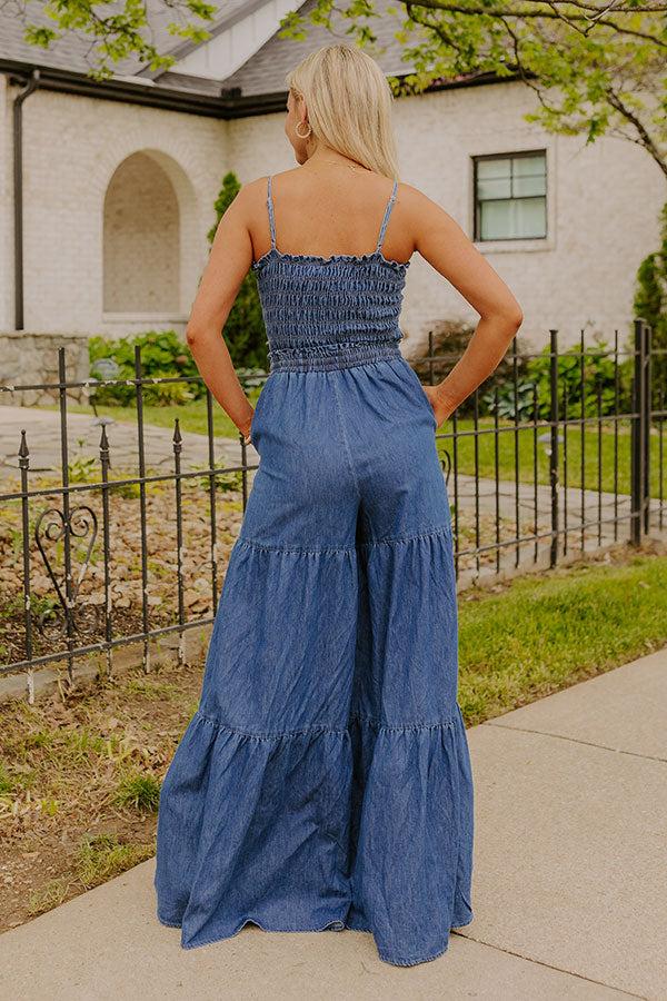 Impressions Show Stopper Wide Leg Denim Jumpsuit
