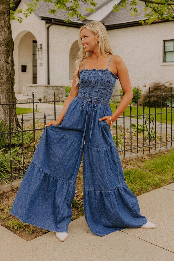 Impressions Show Stopper Wide Leg Denim Jumpsuit