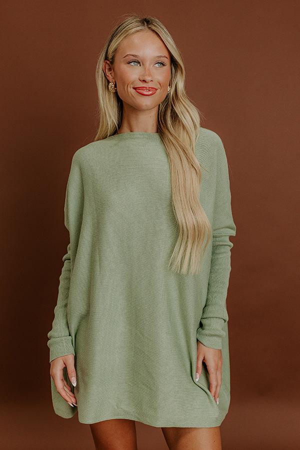 Impressions Simply Cozy Knit Sweater Top In Sage