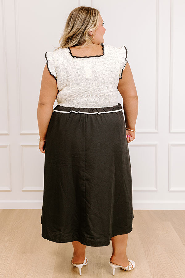 Impressions Simply Luxe Smocked Midi Dress Curves