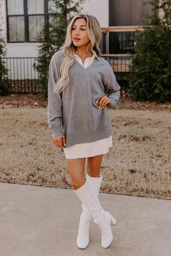 Impressions Sincerely Snuggly Sweater Top In Grey