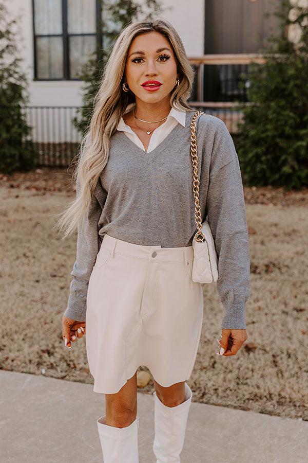 Impressions Sincerely Snuggly Sweater Top In Grey