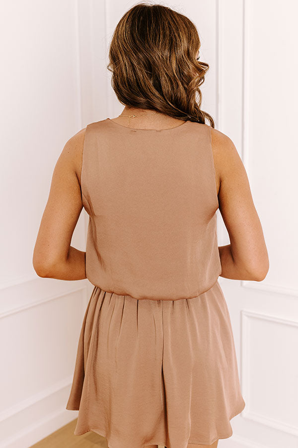 Impressions Skyline Chic Bubble Crop Top In Mocha