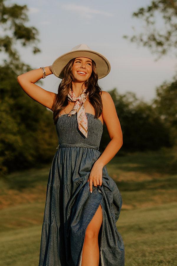 Impressions Skyline Chic Smocked Denim Maxi Dress