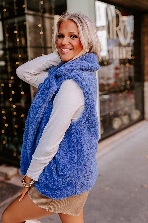 Impressions Snuggle Weather Sherpa Vest In Blue
