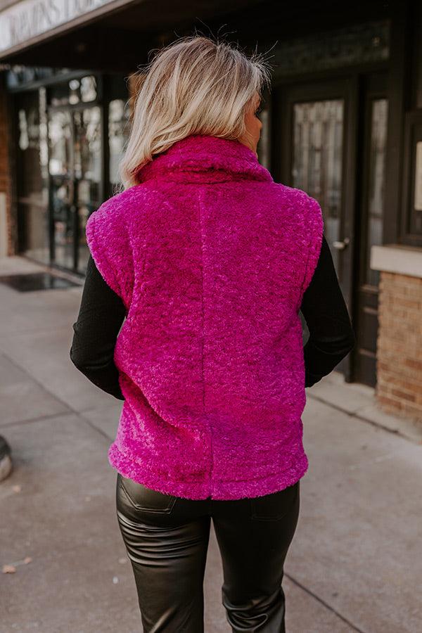 Impressions Snuggle Weather Sherpa Vest In Fuchsia