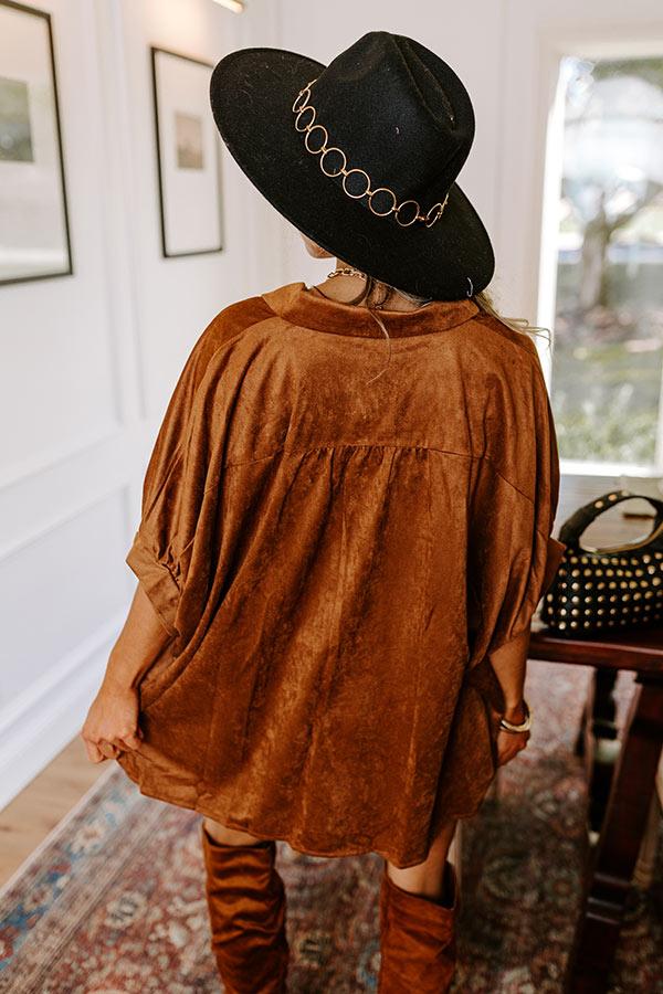 Impressions Social Gathering Faux Suede Button Up