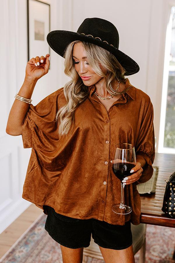 Impressions Social Gathering Faux Suede Button Up