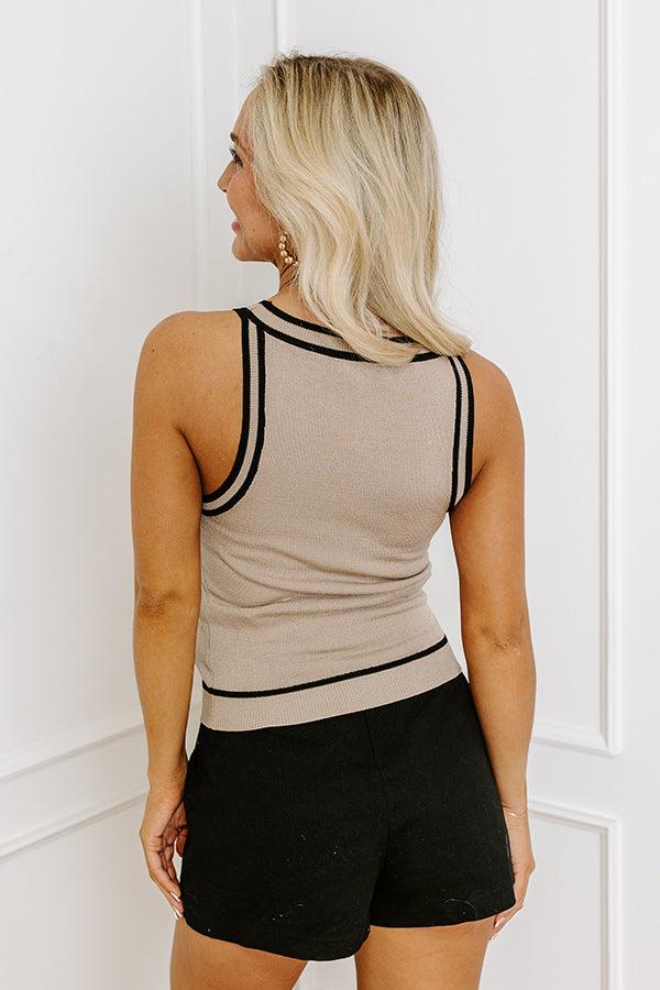 Impressions Social Hour Knit Top In Taupe